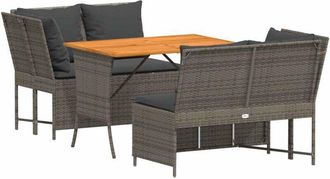 vidaXL Vidaxl - Set De Sof&aacute; De Jard&iacute;n 3 Pzas Y Cojines Rat&aacute;n Sint&eacute;tico Gris