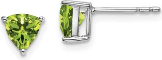 Diamond2Deal 14k White Gold Trillion Peridot Earrings