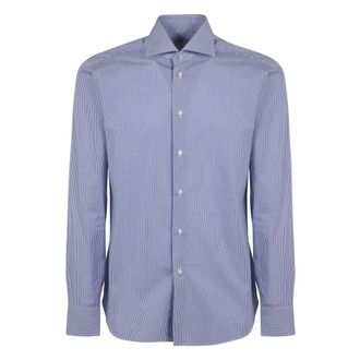 Borriello Cotton Poplin Shirt - Heren - Casual Overhemden - Blauw - M - Katoen - Overhemden