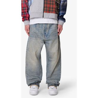 mnml Embellished Ultrabaggy Jeans in Blue at Nordstrom, Size 36