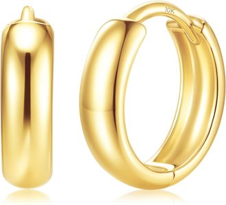 MAX + STONE Solid 10k Yellow Gold 3mm Wide Hoop Earrings in 12mm, 15mm or 18mm Diameter