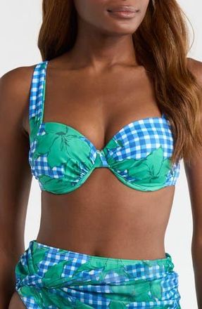 Hutch Underwire Push-Up Bikini Top in Cobalt/teal Floral at Nordstrom Rack, Size X-Small