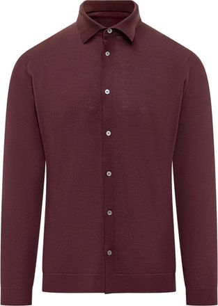 FILIPPO DE LAURENTIIS Gebreid Overhemd - Heren - Vesten - Rood - 2XL - Truien & Vesten