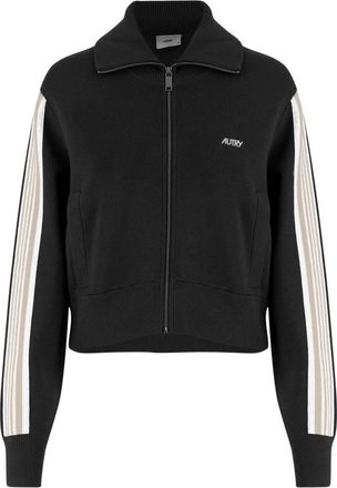 Autry Sweatshirt van viscosemix met rits en zijstrepen - Dames - Vesten met rits - Zwart - XS - Nylon - Hoodies & sweatvesten