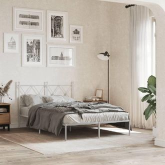 vidaXL Estructura Cama Sin Colch&oacute;n Con Cabecero Metal Blanco 120x190cm Vidaxl