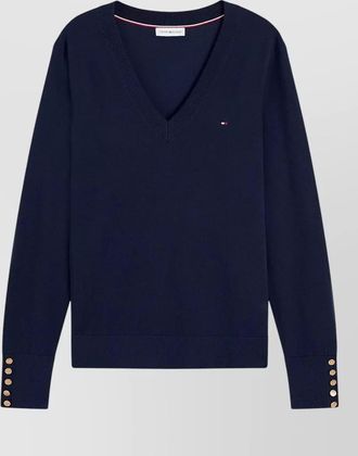 Tommy Hilfiger fine-knit v-neck long-sleeve sweatshirt