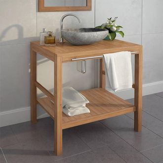 Berkfield Home Bathroom Vanity Cabinet Solid Teak 74x45x75 cm in Brown | Size: 74 x 45 x 75 cm