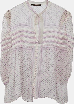 Roberto Cavalli White Floral Printed Silk Top