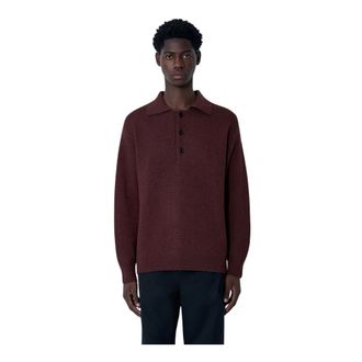 Margaret Howell Tops, Heren, Bruin, S, Wol, Wol Gebreide Poloshirt