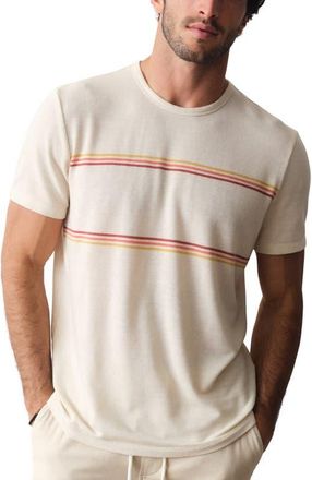 Marine Layer Signature Jacquard Crewneck T-Shirt in White Sunset Stripe at Nordstrom, Size Xx-Large