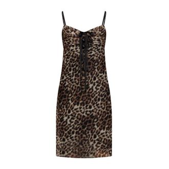 Marc Jacobs Leopard Slip Dress - Dames - Korte kleedjes - Bruin - M - Polyester - Kleedjes