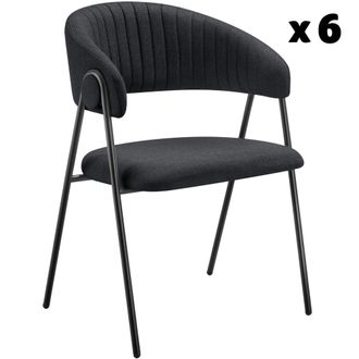 TecTake 6 sillas de comedor de tejido acolchado 60 x 58 x 85 cm negro