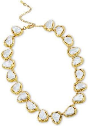 Savvy Cie Jewels Baroque Sea Pebbles Imitation Pearl Collar Necklace in Gold/White at Nordstrom Rack