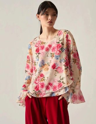 James Lakeland Womens Flower Print Blouse - Size: 12