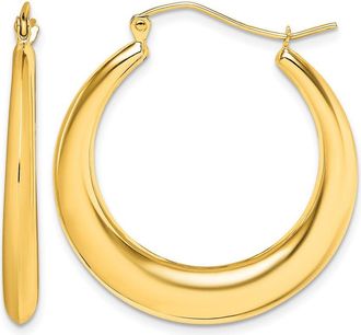 Diamond2Deal 10k Yellow Gold Polished Hollow Classic Hinged Hoop Earrings