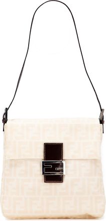 Fendi Pre-owned Womens Baguette Shoulder Bag Ff Canvas - Ivory Textile - One Size