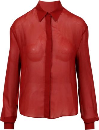 Philosophy di Lorenzo Serafini Rode Organza Overhemd Klassieke Stijl - Dames - Overhemden - Rood - XS - Organza - Overhemden
