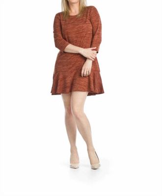 Papillon Quarter Sleeve Sweater Dress In Rust Heathered