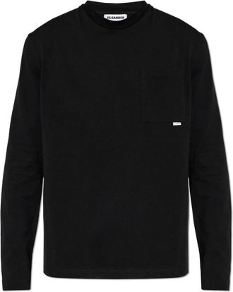 Jil Sander T-shirt met lange mouwen - Heren - Longsleeves - Zwart - L - Katoen - Tops