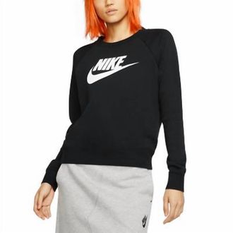 Nike Womens Essential Fleece Sweatshirt In Black/white