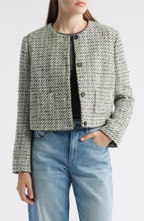BOSS Tweed Crop Jacket in Pine Green Tweed at Nordstrom Rack, Size 12