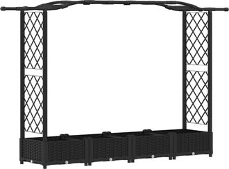 vidaXL Cama Elevada Con Trellis Y Techo Negro 207 X 40 X 123 Cm Pp Vidaxl