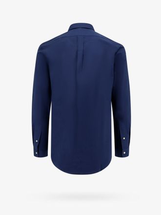 Polo Ralph Lauren Mens Cotton Shirt With Embroidered Logo Blue