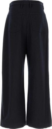 Giorgio Armani Mens Midnight Blue Wool Wide-Leg Pant Anthracite Exterior: Virgin Pantaloni Trousers