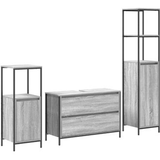 vidaXL Vidaxl - Juego De Muebles De Ba&ntilde;o 3 Pcs Gris Sonoma 90 X 34.5 X 60 Cm