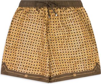 Amiri Brown Weave Pattern Silk Shorts