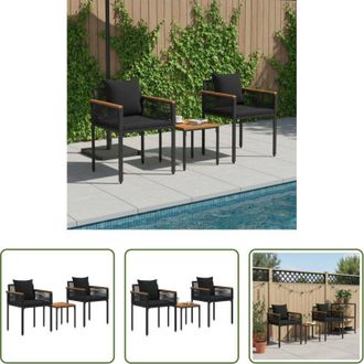 vidaXL Sedie da giardino - Set di Mobili da Esterno con cuscino Nero polyrattan