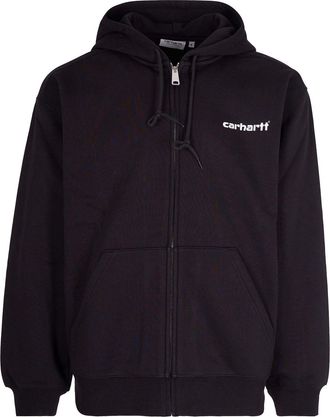 Carhartt Work in Progress Balloon-Cut Black Hoodie with Graphic Accents