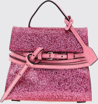 Moschino Mini borsa a mano Tie Me in pelle glitterata