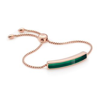 Monica Vinader Baja Green Onyx Bracelet, Rose Gold Vermeil on Silver