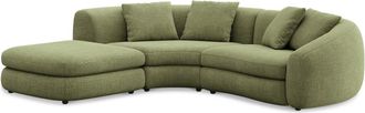 Castlery Fable Single Arm Sectional Sofa Left Facing Customized, (Washed Chenille) Moss, Machine Washable, Ultra Deep Seats for Sofas, Castlery Brand
