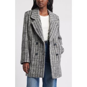 Treasure & Bond Chunky Herringbone Double Breasted Coat in Grey- Black Plaid at Nordstrom Rack, Size Xx-Large