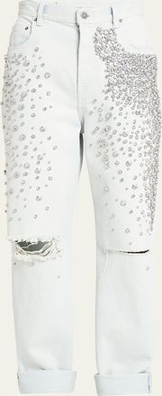 Golden Goose Kim Bleached Jeans with Crystals