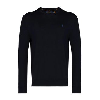 Ralph Lauren Round-neck Knitwear, male, Blue, Size: 2XL Slim Fit Cotton Sweater