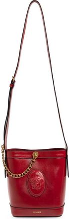 Versace Pivot Mini Leren Bucket Bag - Dames - Schoudertassen - Rood - ONE Size - Katoen - Tassen