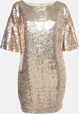 Ingie Paris Copper Gold Sequin Flared Sleeve Mini Dress