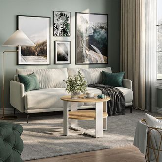 Vicco Mesa De Centro Romeo, Blanco/roble Artesanal, 68 X 68 Cm, Vicco