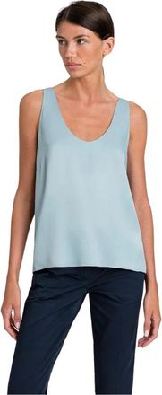 Twinset Top in glanzend satijn - Dames - Tops - Blauw - Maat: L Satijn