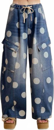 Bibi Polka Dot Cargo Jeans In Blue