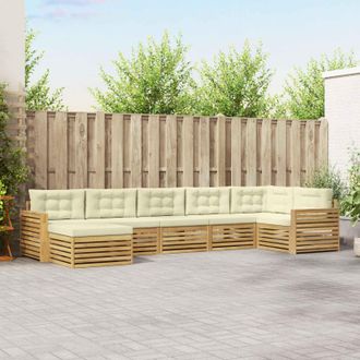 vidaXL Vidaxl Set Di Divani Da Esterno 7 Pz Bianco E Crema