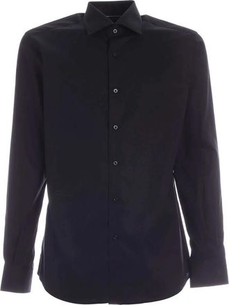 Karl Lagerfeld Signature Logo Shirt - Heren - Casual Overhemden - Zwart - 2XL - Katoen - Overhemden