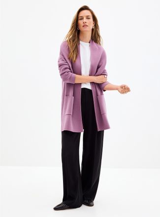 Contemporaine Womens Patch pocket open Cardigan Sweater