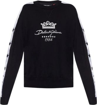 Dolce & Gabbana Zwarte Sweatshirt met Logo Print - Heren - Sweatshirts - Zwart - S - Katoen - Hoodies & sweatvesten