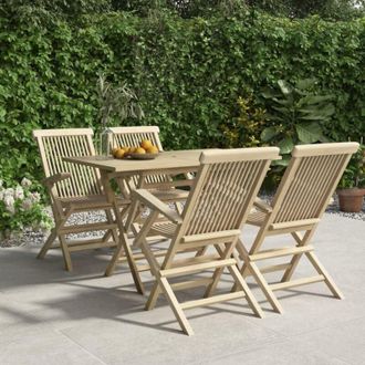 vidaXL Vidaxl - Set da Pranzo per Giardino 5pz Grigio in Legno Massello di Teak