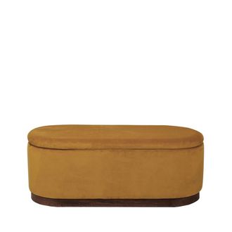 Klast Banco de terciopelo mostaza 100x40 cm