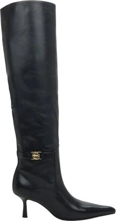 Estro & Luminara Hoge Laarzen - Dames - Over de knie laarzen - Zwart - 38 EU - Leer - Schoenen